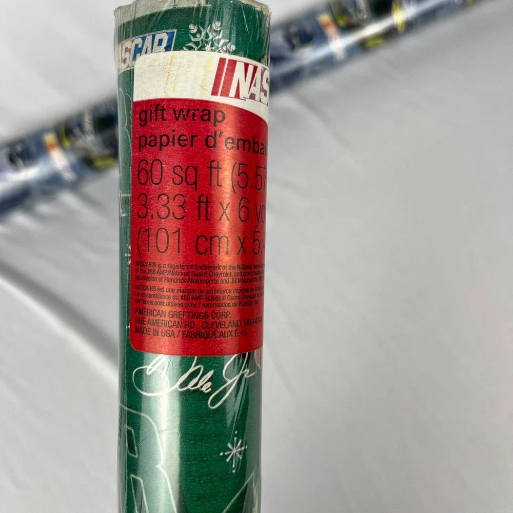 Y2K NASCAR Dale Earnhardt Jr. #88 Racecar Green Christmas‎ Wrapping Paper NWT